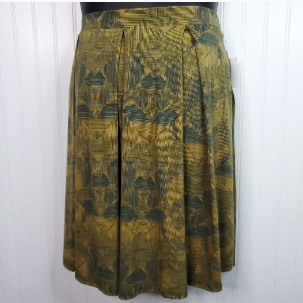 NWT Lularoe Madison Gold/Blue Geometric Skirt